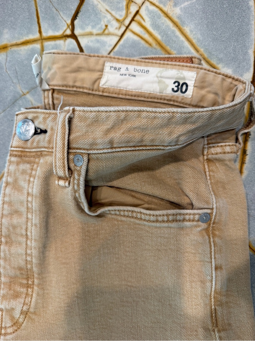 rag & bone tan jeans - high rise ankle slim